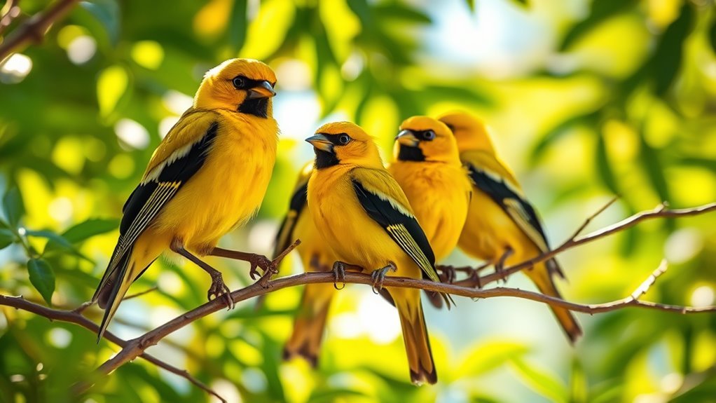black winged yellow birds