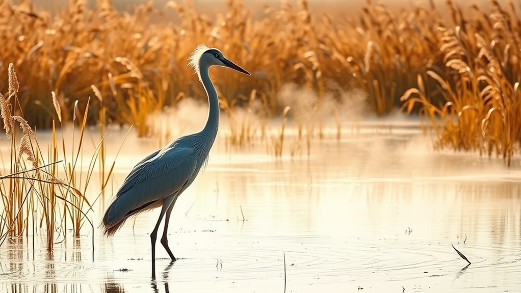 elegant wetland crane species