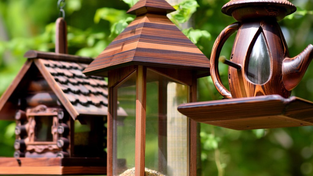 elegant wooden bird feeders