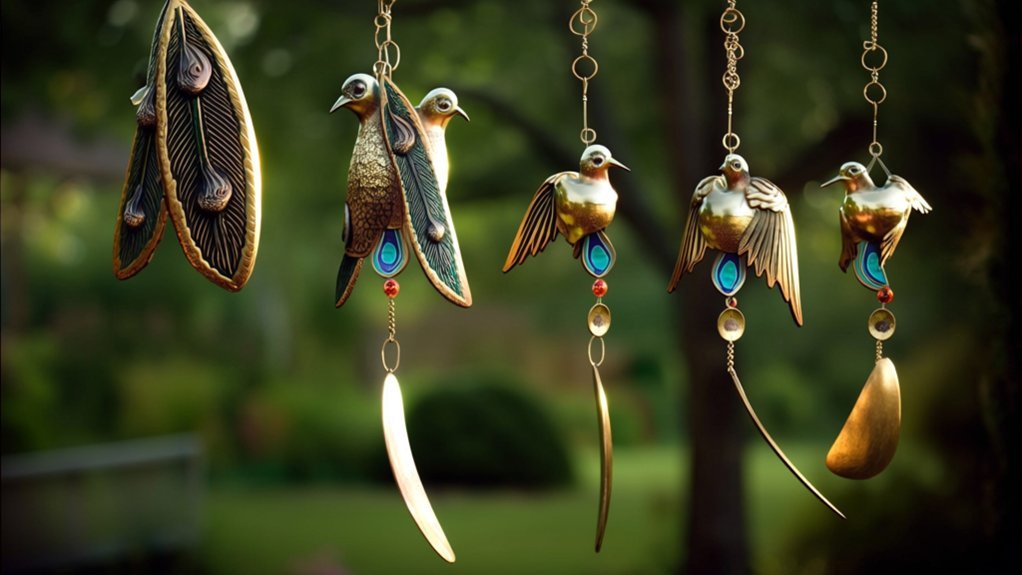 bird themed patio wind chimes