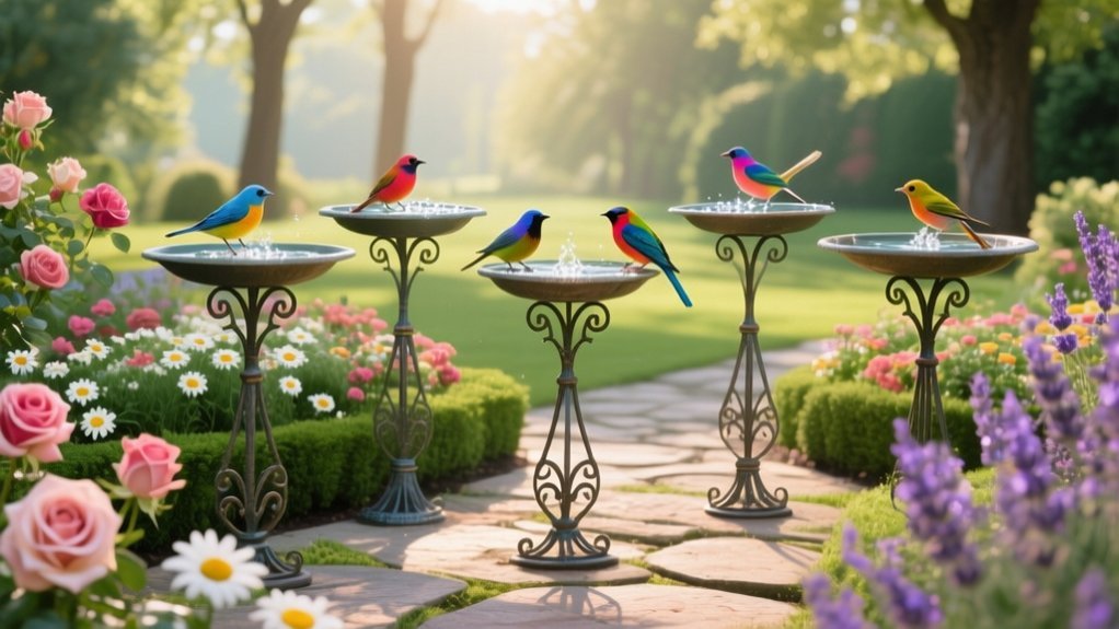top garden stake bird baths